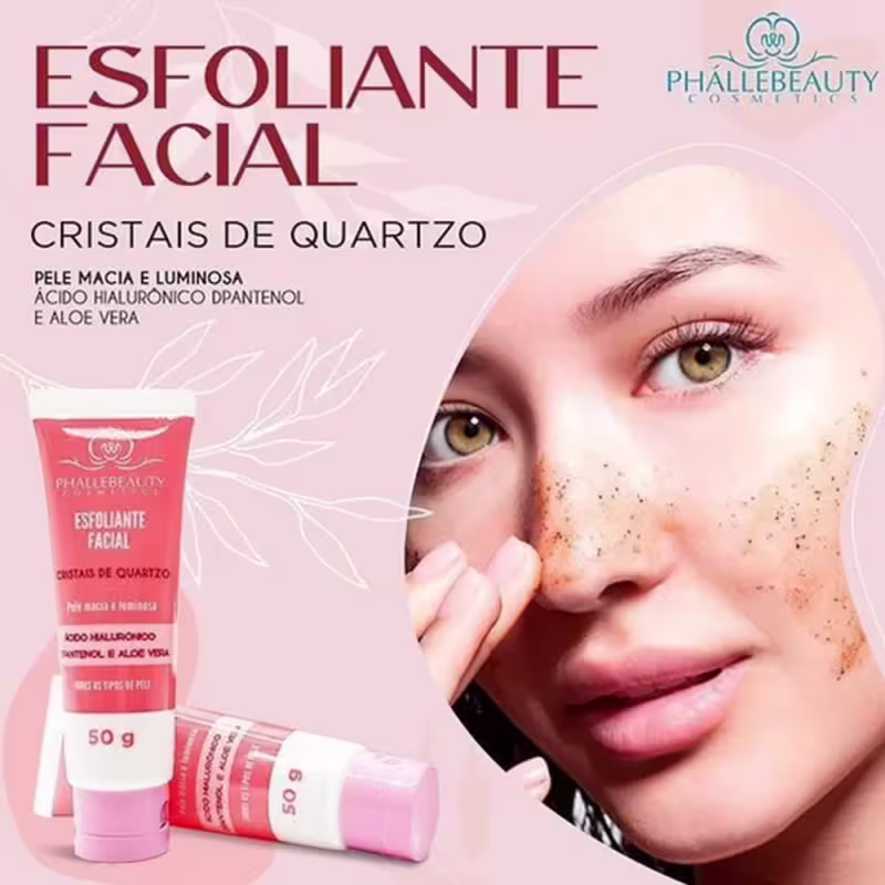 Phállebeauty - Esfoliante Facial Cristais de Quartzo com Ácido Hialurônico 50g