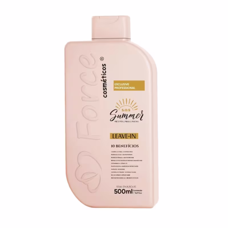Finalizador Capilar Leave-in S.O.S Summer Force Cosméticos 500ml - Pré Pós Praia e Piscina