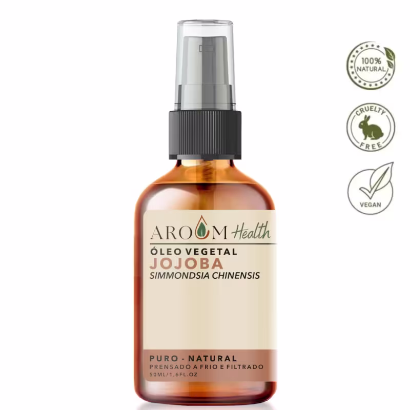 Óleo Vegetal Jojoba puro Cabelo e Pele - 50 ml Aroom Health