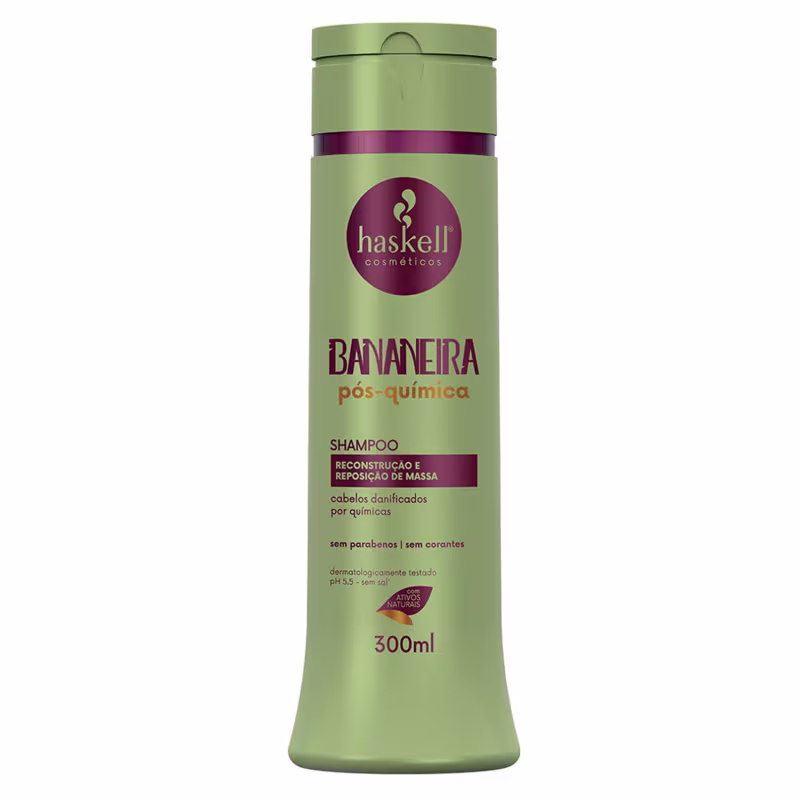 Kit Shampoo e Condicionador Bananeira Pós Química Cabelos Danificados Haskell 300ml