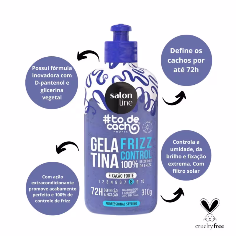 Gelatina Capilar Salon Line #todecacho Frizz Control Fixação Forte. Volumetria de 310g.