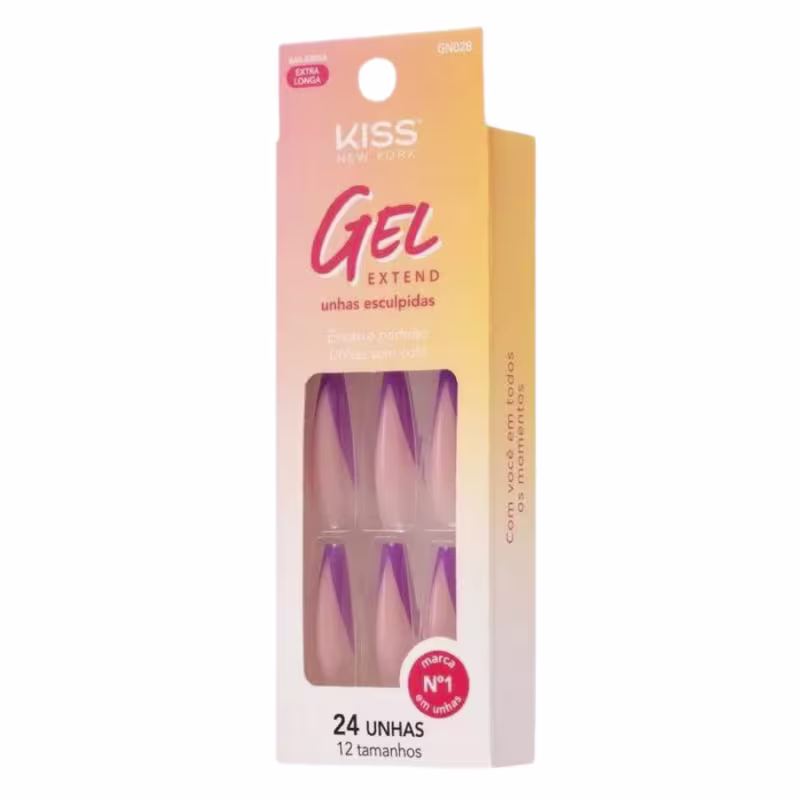 Unhas Postiças Kiss Ny Gel Extend Bailarina Com 24un Gn02b