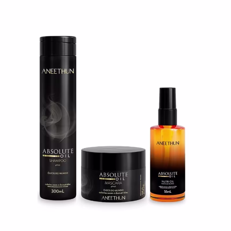 Kit Aneethun Absolute Oil Shampoo 300ml + Máscara 250g + Óleo 55ml