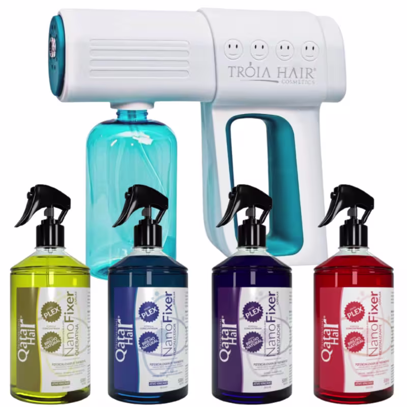 Pistola Pulverizadora K6x Tróia Hair + 4 Nano Fixer Potencializar de Tratamento 