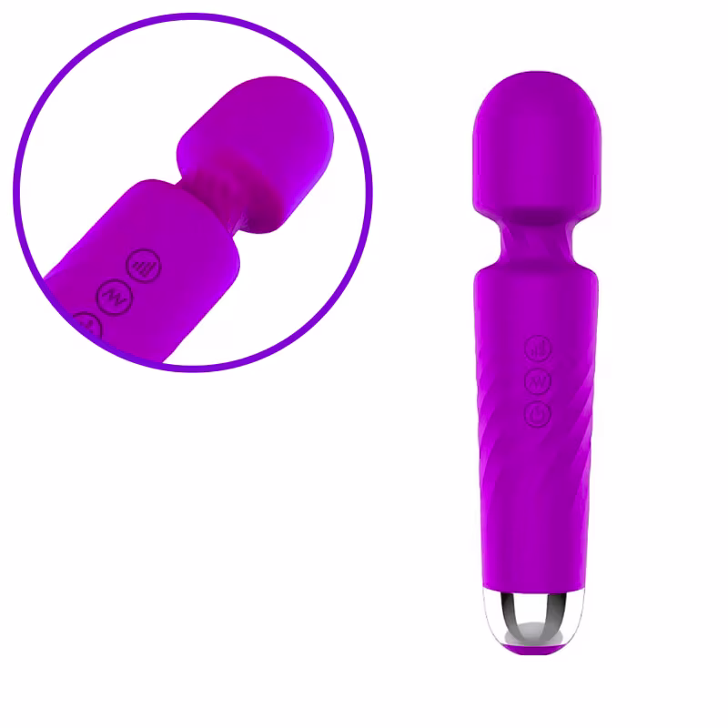 Vibrador Varinha Mágica Recarregável 7 Vibrações com Cabeça Flexível Hero Roxo