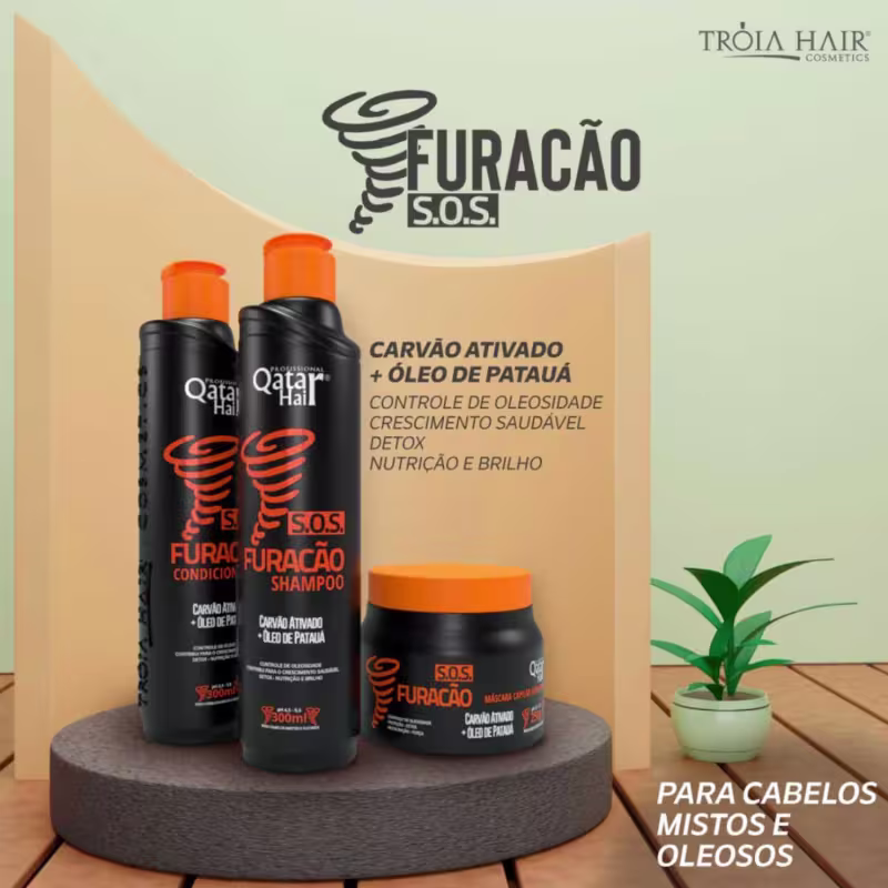 Shampoo  Furacão Troia Hair Agente Anti Oleosidade 300ml - Para Cabelos Mistos e Oleosos