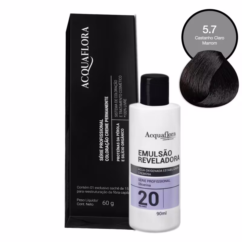 Coloração Acquaflora 5.7 60g + Água Oxigenada 20 Volumes 90ml