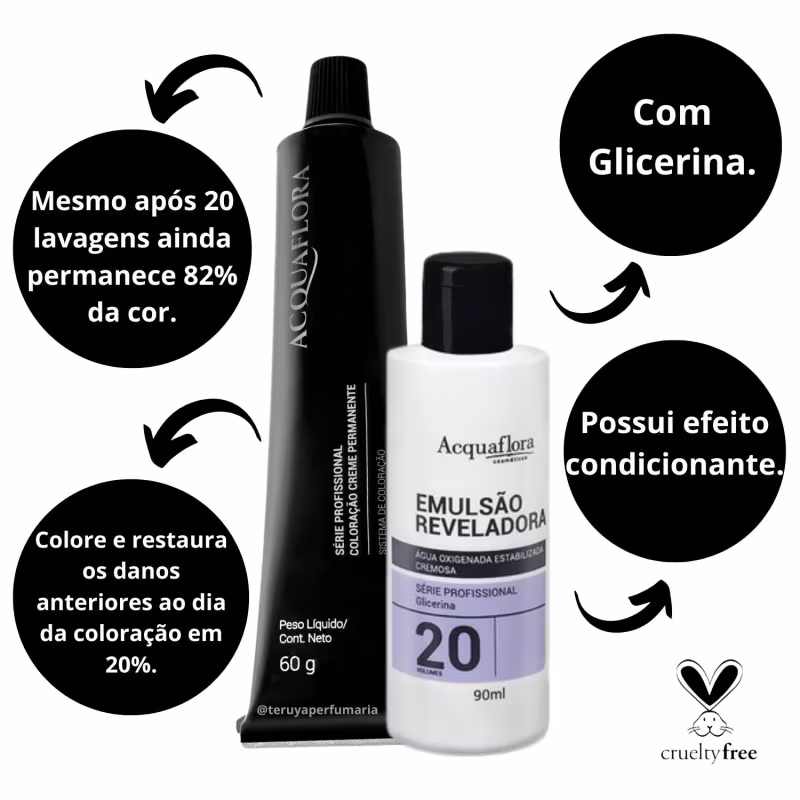 Kit Acquaflora Coloração 5.7 Castanho Claro Marrom + Água Oxigenada 20 Volumes (2 Produtos)