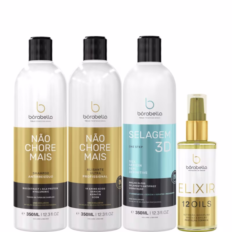 Borabella Kit Não Chore Mais + Selagem 3x350ml + Elixir 60ml