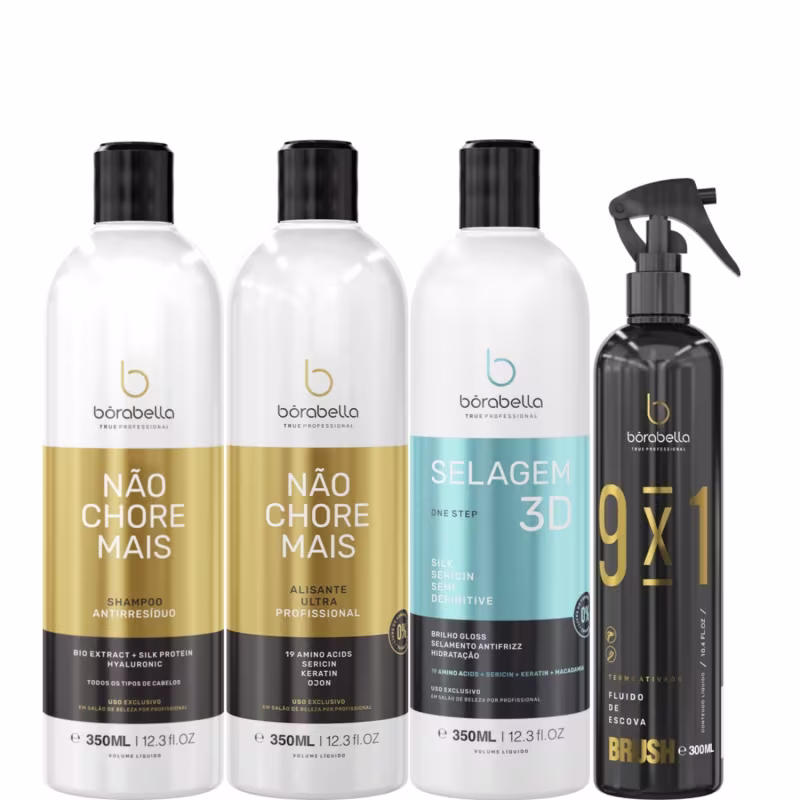 Borabella Kit Não Chore Mais + Selagem 3x350ml + Fluido 300ml