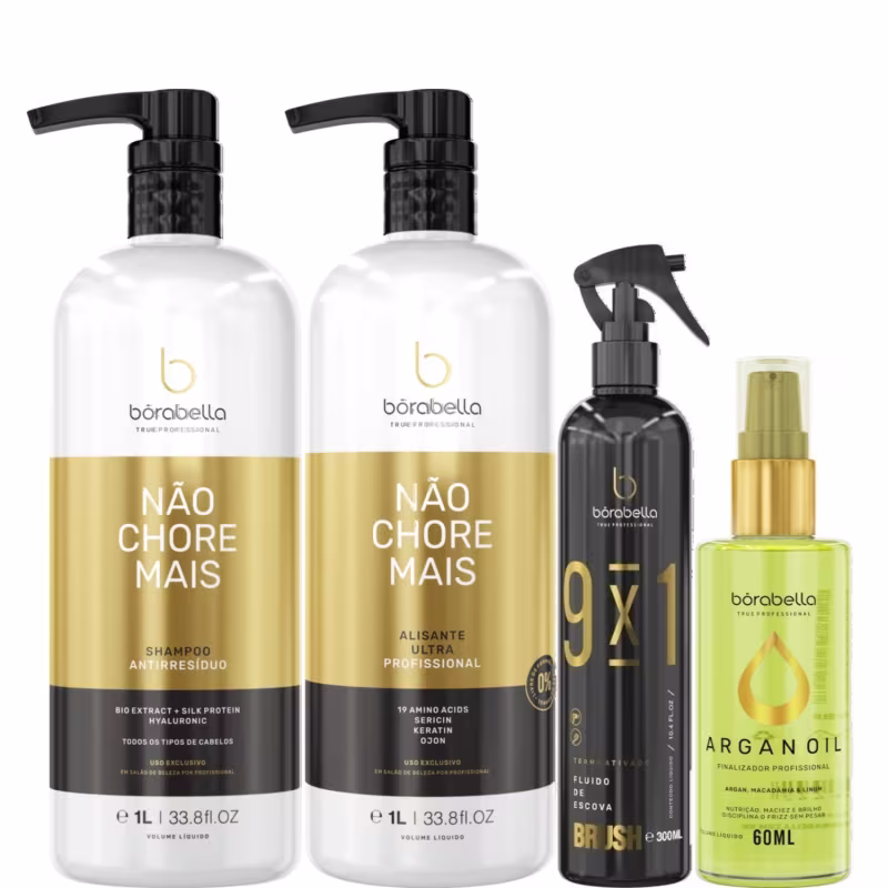 Borabella Kit Não Chore Mais 1L + Fluido 300ml + Argan 60ml