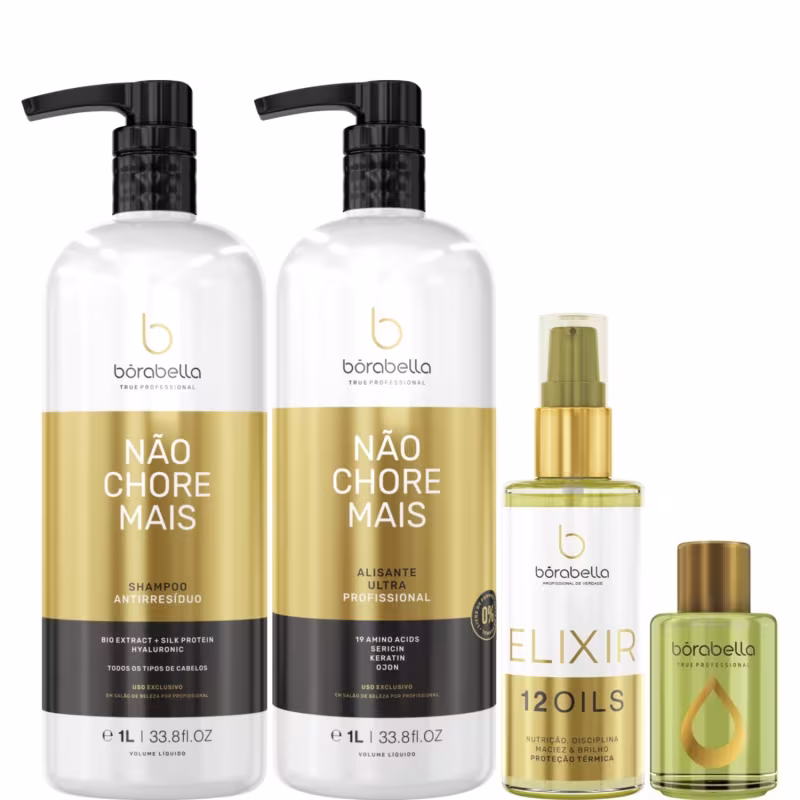 Borabella Kit Não Chore Mais 2x1L + Elixir 60ml + Argan 7ml