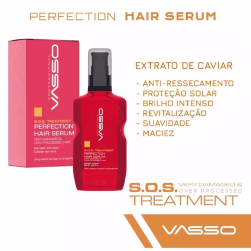 Sérum Reconstrução S.O.S. Tratamento, Vasso,  Cabelo Resistente 100ML