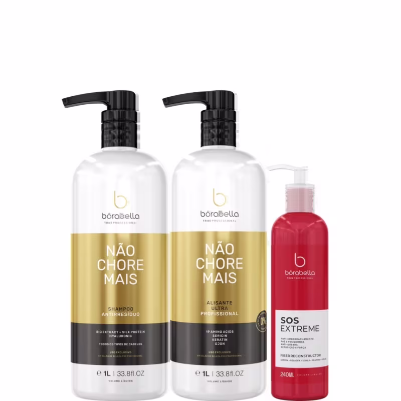 Borabella Kit Não Chore Mais 2x1 Litro + SOS Reconstructor 240ml