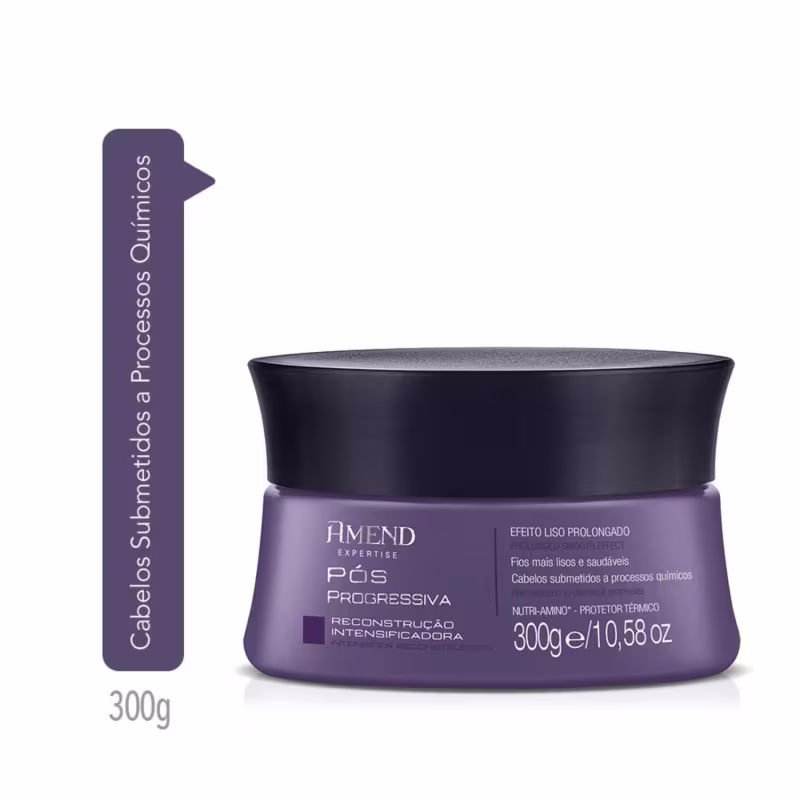 Kit Máscara Reconstrução Intensificadora Amend Expertise Pós Progressiva 300g e Pente Beauty Secret