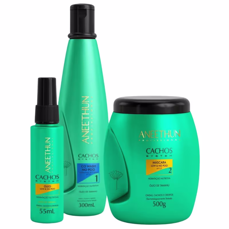 Kit Co Wash Oleo Mascara Cachos Aneethun Linha Cachos System