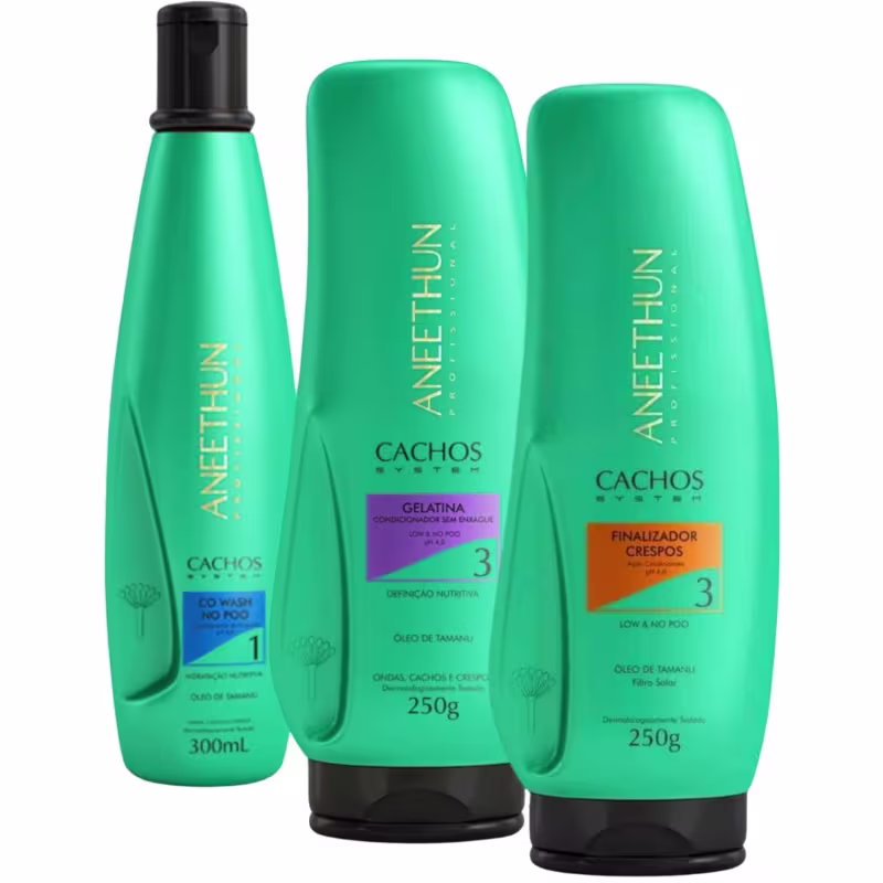 Kit Co Wash Gelatina E Finalizador Crespos Aneethun Cachos