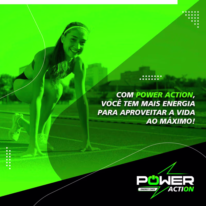 A imagem é toda verde e preto com uma mulher pronta pra correr.