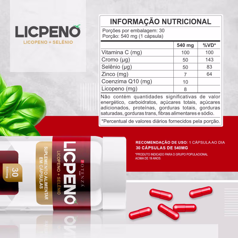 A imagem mostra a tabela nutricional do produto.