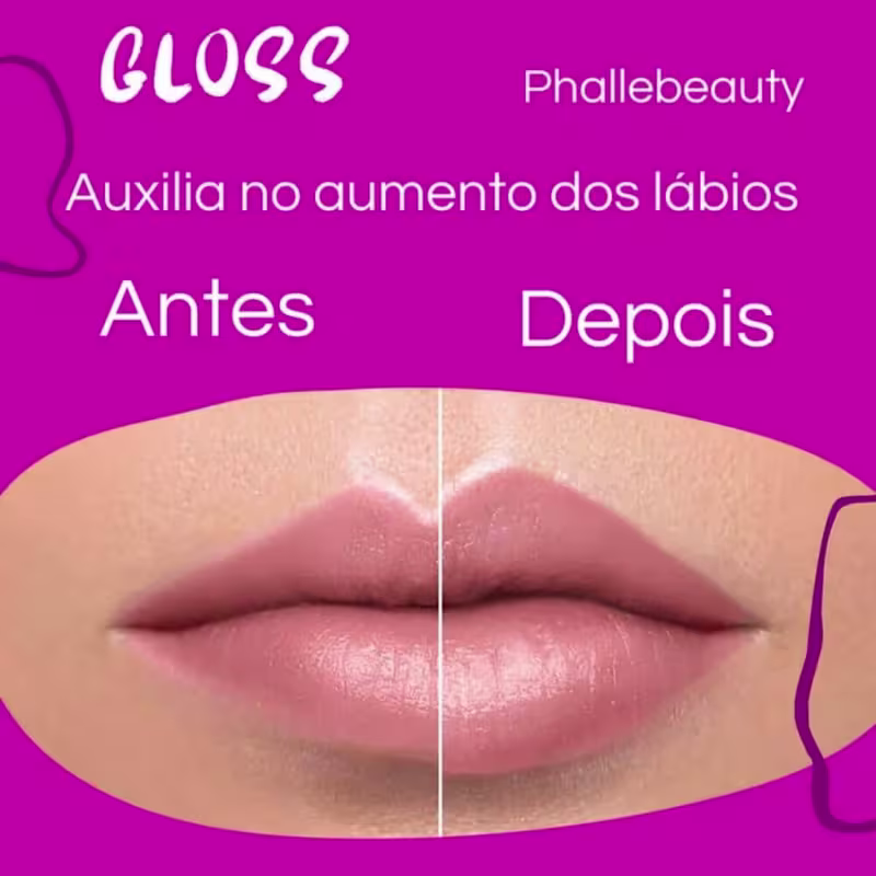 Phállebeauty Big Mouth - Gloss Labial Hidrata e Aumenta o Volume com Brilho Pink Glow 4ml
