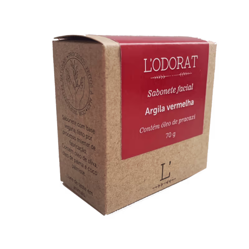 Sabonete Facial Vegetal em Barra - Argila Vermelha e Pracaxi - 70 g