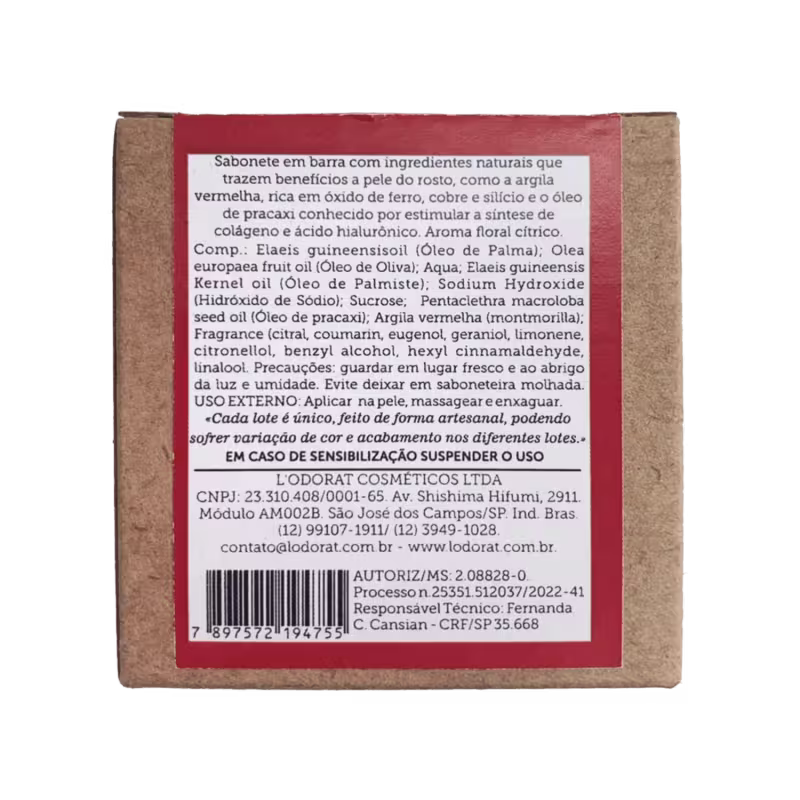 Sabonete Facial Vegetal em Barra - Argila Vermelha e Pracaxi - 70 g