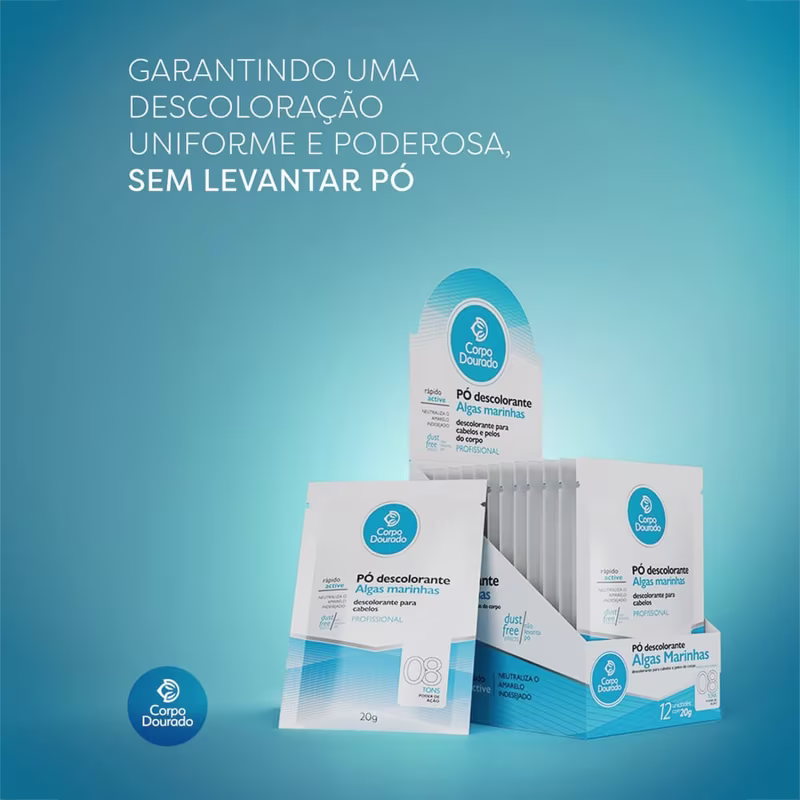 Corpo Dourado Algas Marinhas - Pó Descolorante Capilar e Corporal 20g