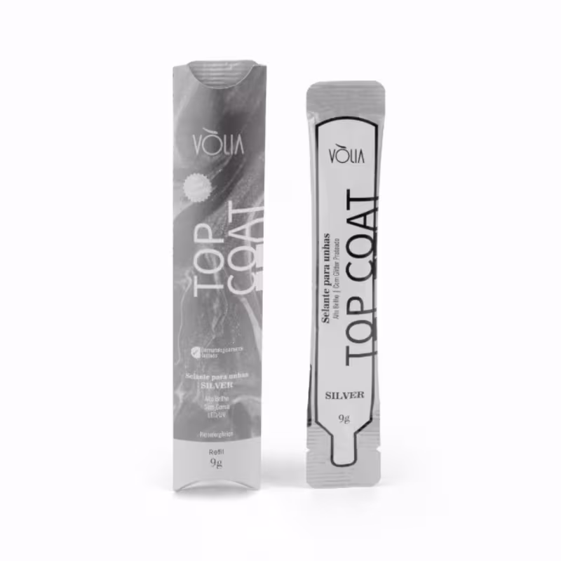 Top Coat Silver (Prata) Refil Sache 9g - Vólia