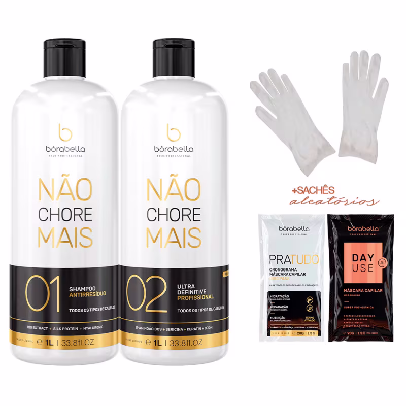 Kit Borabella Não Chore Mais 2x1L + Sachês +Par de Luvas