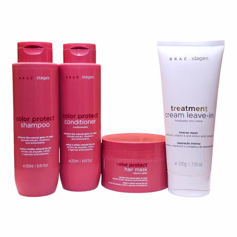 Kit Braé Stages Color Protect - Shampoo 250ml + Condicionador 250ml + Máscara 200g + Treatment Cream Leave-In 200ml
