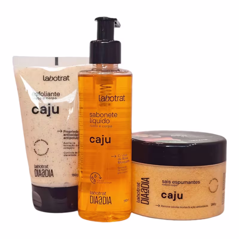 Kit Labotrat Dia a Dia Caju - Sabonete Líquido 190ml + Esfoliante 150g + Sais Espumantes 280g