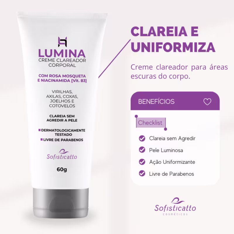 Creme Clareador Lumina Virilhas Axilas Coxa Joelho e Cotovelo 60g