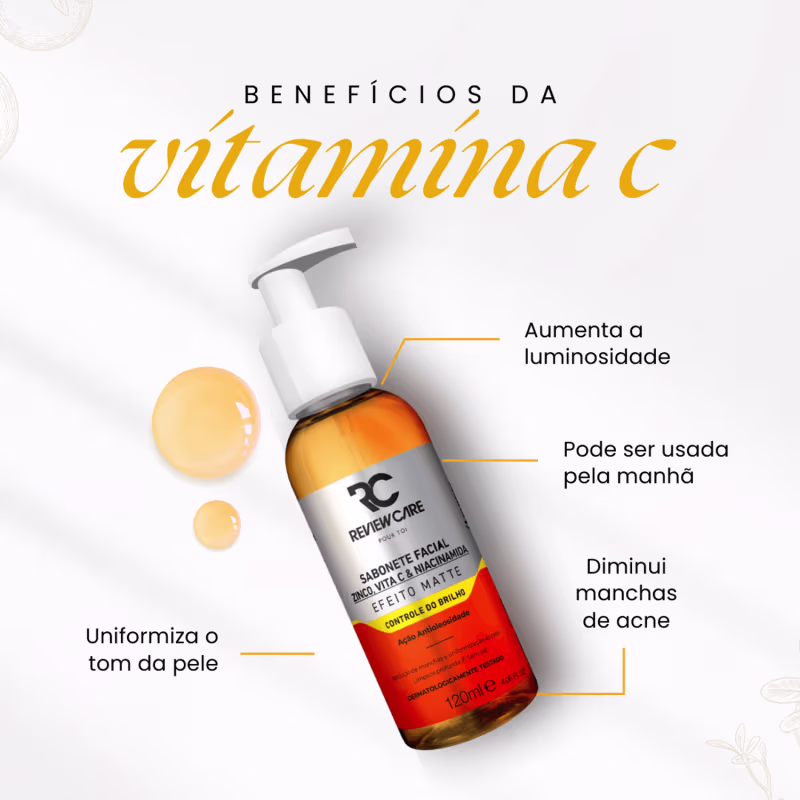 Sabonete Facial Antioleosidade Vitamina C + Niaciamida E Zinco 120ML Review Care