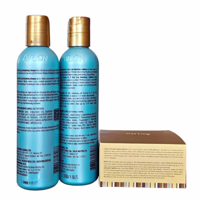 Kit Avlon Keracare Dry & Itchy Scalp Shampoo 240ml + Condicionador 240ml + Restorative Máscara 180g