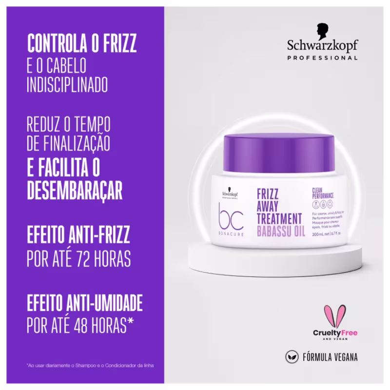 Kit Schwarzkopf BC Clean Performance Frizz Away - Shampoo 250ml + Máscara 200ml + Óleo 50ml