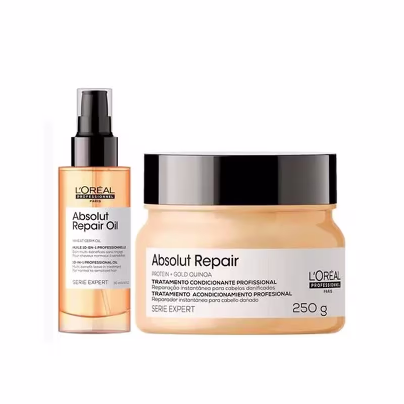Kit L'Oréal Professionnel Serie Expert Absolut Repair Gold Quinoa Protein Máscara 250ml e Óleo 90ml (2 Produtos)