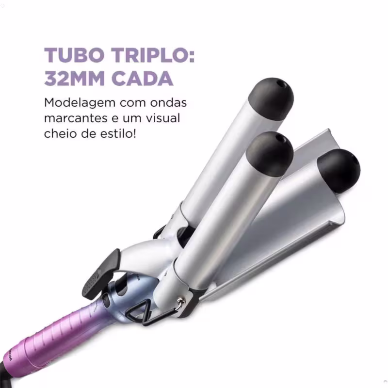 Modelador de Cachos Triondas By Juliette Mondial 180W MCT-JU-03 Qu4tro Elementos Azul Rosa Bivolt