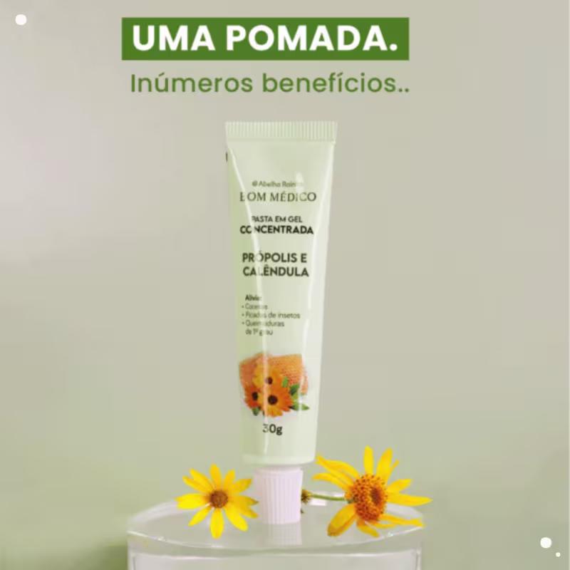 Pasta em Gel Concentrada Abelha Rainha Bom Médico Própolis e Calêndula, 30g.