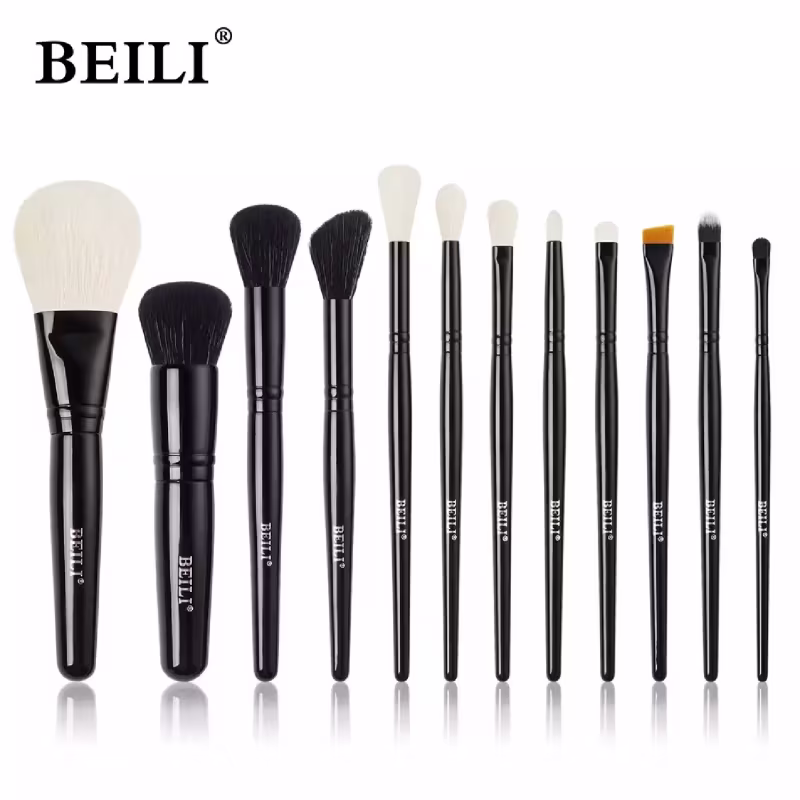 BEILI Pincéis de Maquiagem Profissional Preto para Rosto e Olhos BM12