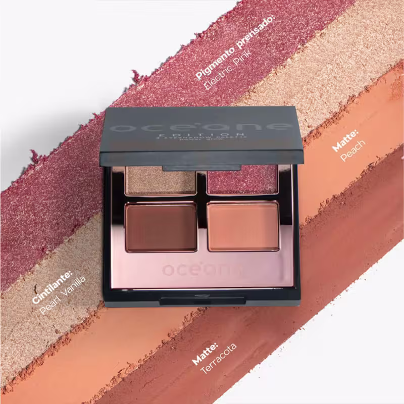 Kit Océane Edition Paleta Eyeshadow Glow Drama Lash e Blush Stick Cloudy Pink (3 produtos)