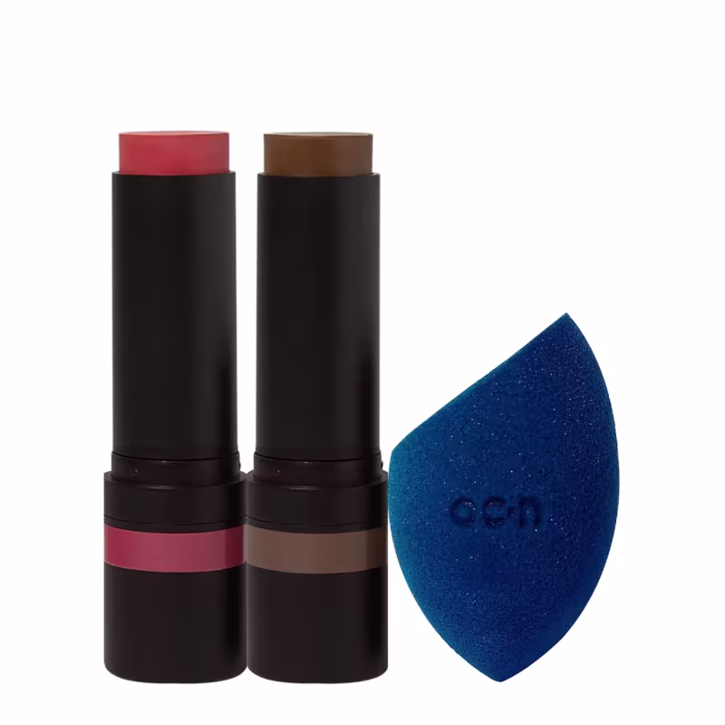 Kit Océane Edition Blush Pink Stick Contorno Marrom Escuro e Flat Blend Azul (3 produtos)