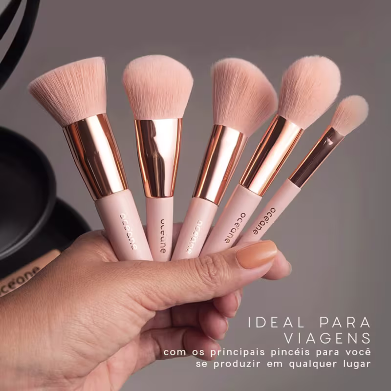 Kit Océane Q10 Makeup Lenço Demaquilantee e  Mini Kit com 5 Pincéis (2 produtos)