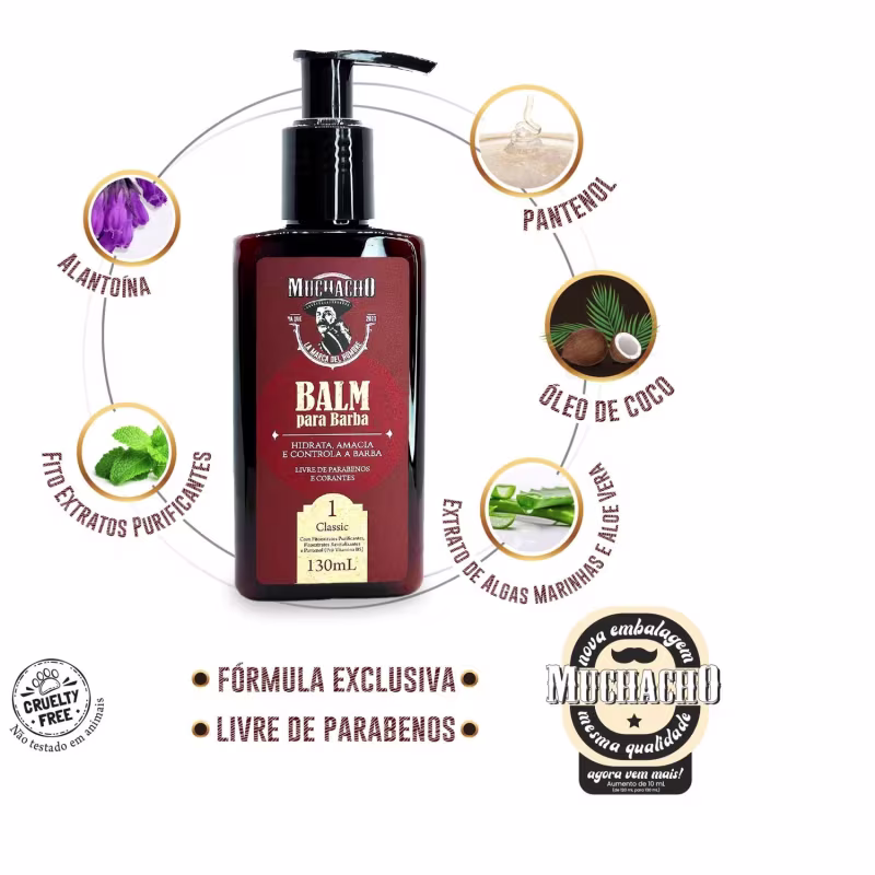 Kit Shampoo para Barba + Balm para Barba + Oleo para Barba Frasco - Muchacho Classic + Necessaíre Muchacho Guadalajara