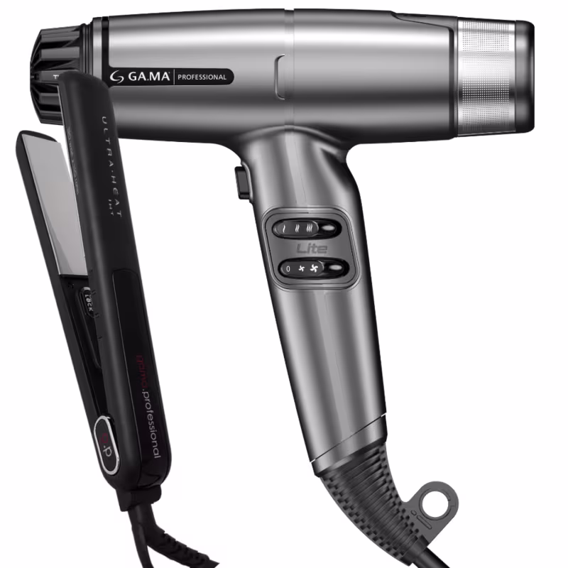 Kit Secador iQ Lite Max Silver e Prancha G-Evo Silk Chrome 220V