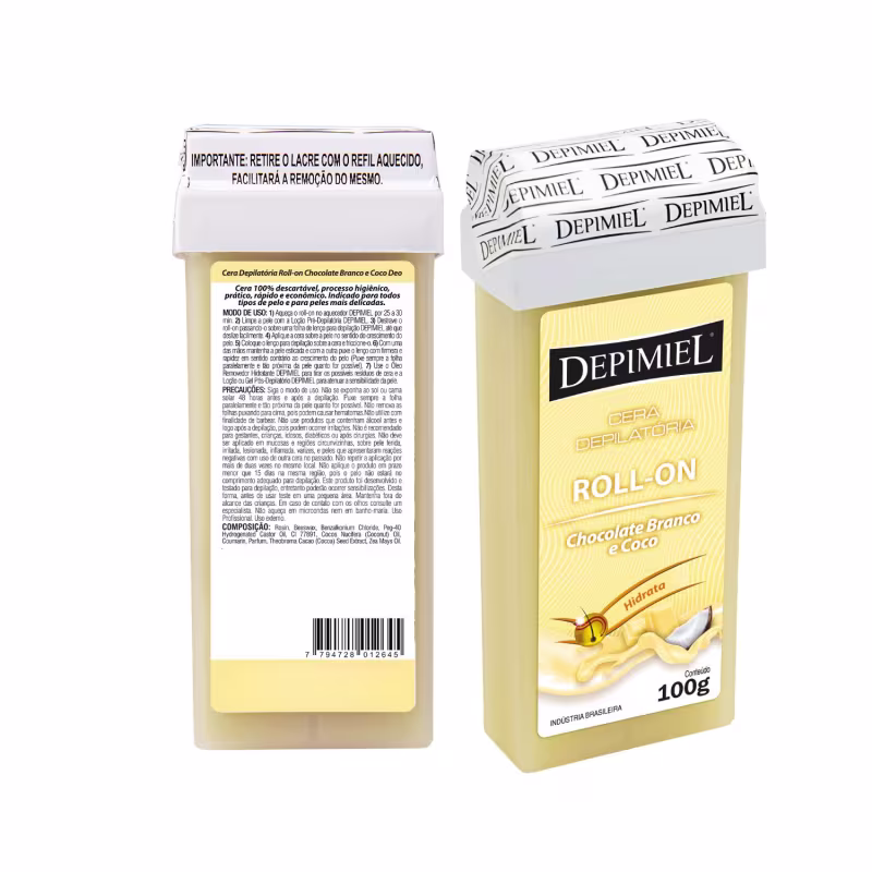 Kit Cera Chocolate Branco Coco e Lenço Descartável Depimiel