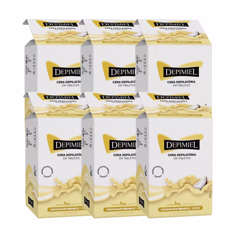 Kit 6 Cera Depilação Tablete Chocolate Branco Coco Depimiel