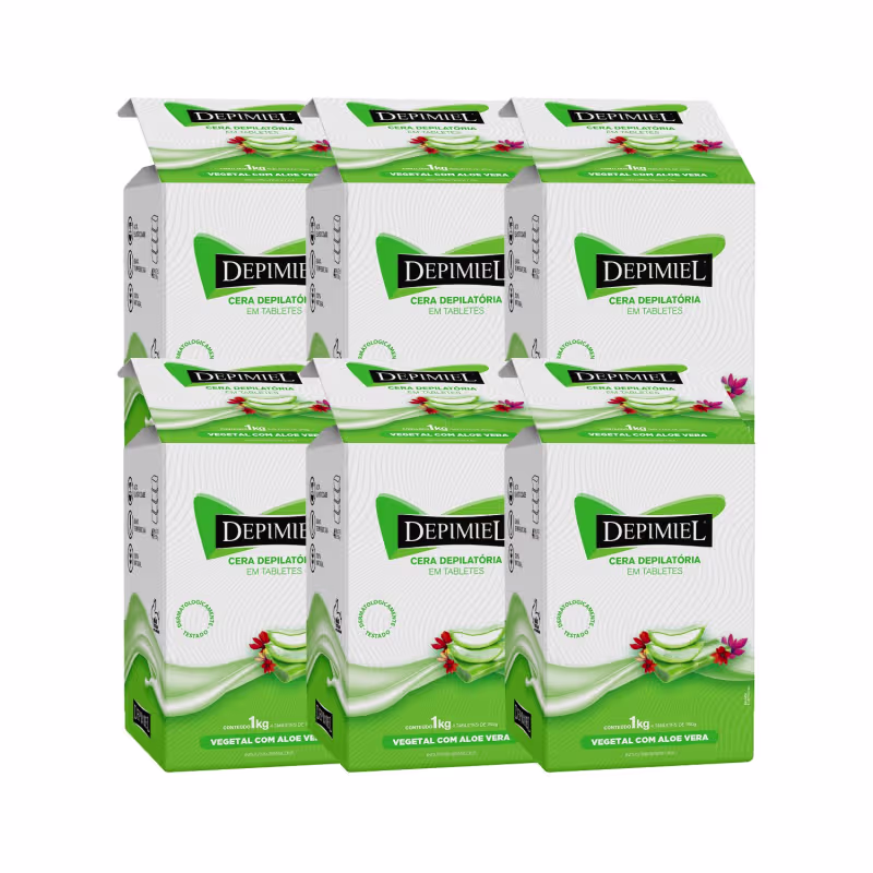 Kit 6 Cera Depilatória Tablete Vegetal c Aloe Vera Depimiel