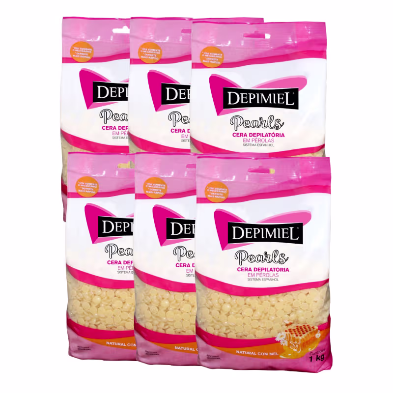 Kit 6 Cera Depilatória Natural Mel Pérolas Espanhol Depimiel