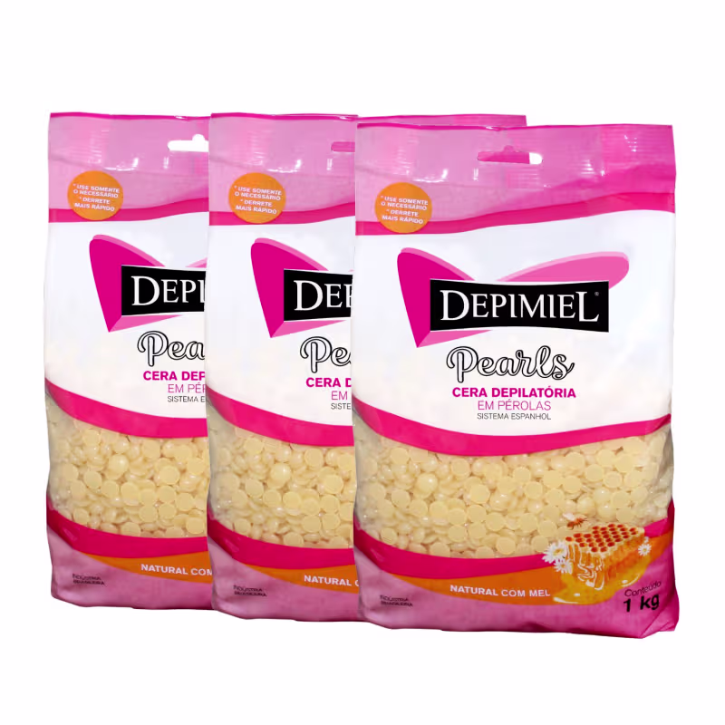 Kit 3 Cera Depilatória Natural Mel Pérola Espanhol Depimiel