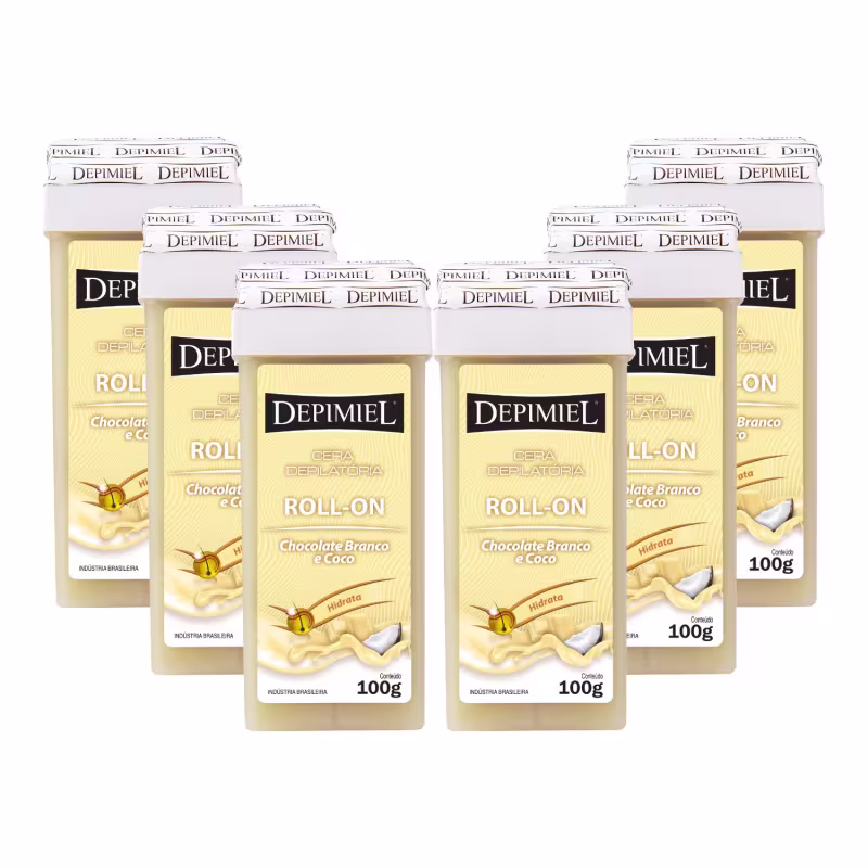 6 Ceras Depilatória Roll-on Chocolate Branco Coco Depimiel
